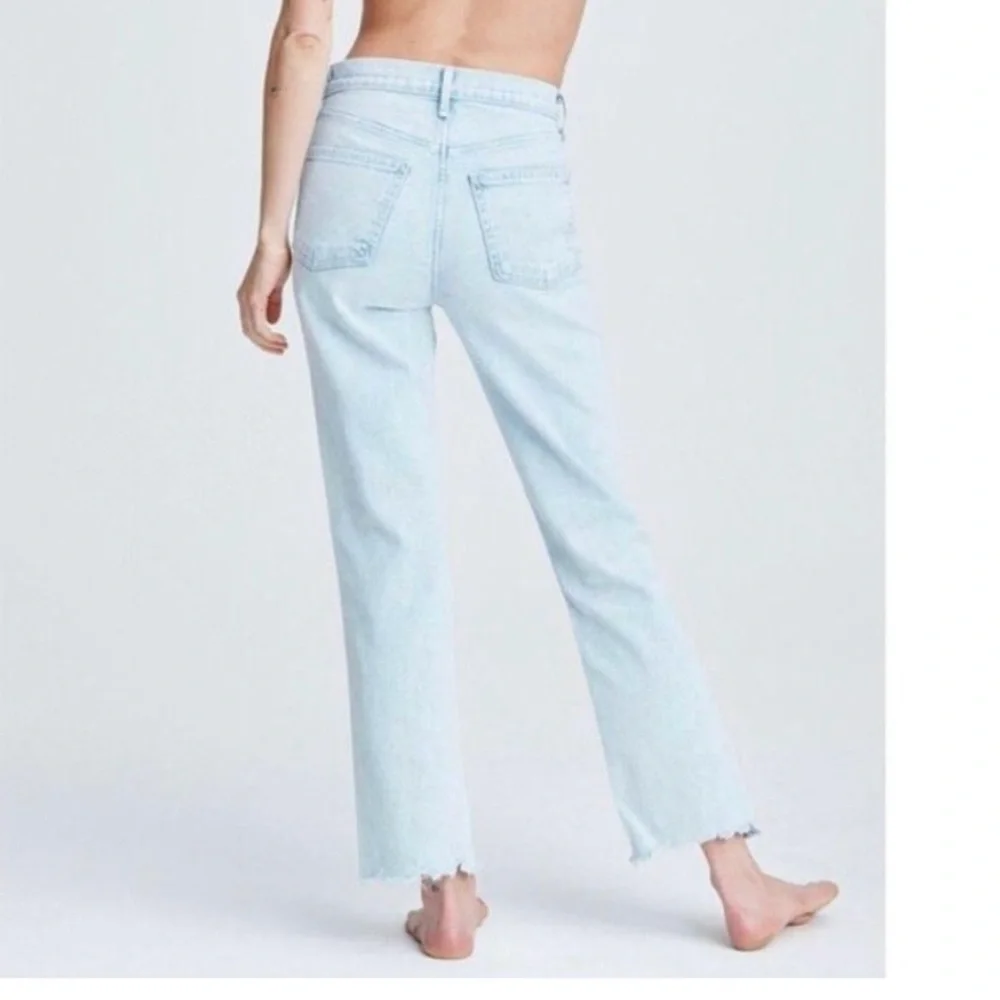 Rag & Bone Ankle Cigarette Jeans In Dean Wash Fray‎ Hem 28 Light Wash Bleached